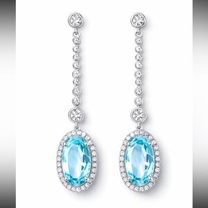statement earrings blue long drop